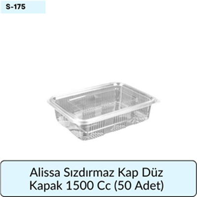 Alissa Sızdırmaz Kap Düz Kapak 1500 Cc  (50 Adet)