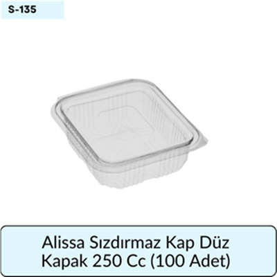 Alissa Sızdırmaz Kap Düz Kapak 250 Cc  (100 Adet)