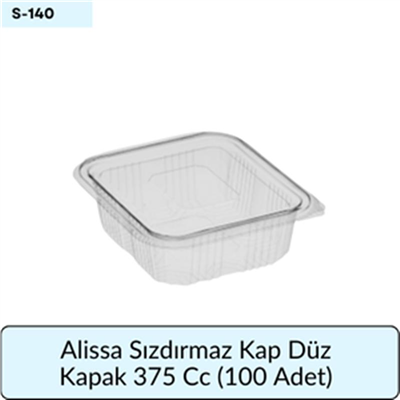 Alissa Sızdırmaz Kap Düz Kapak 375 Cc  (100 Adet)