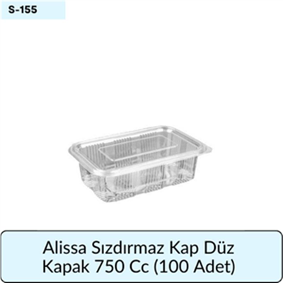 Alissa Sızdırmaz Kap Düz Kapak 750 Cc  (100 Adet)