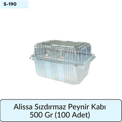 Alissa Sızdırmaz Peynir Kabı 500 Gr   (100 Adet)