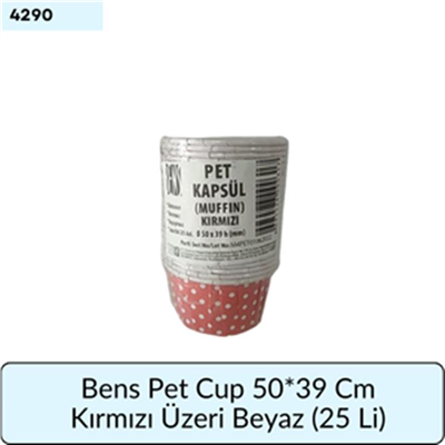 Bens Pet Cup 50*39 Cm Kırmızı Üstü Beyaz (25 Lİ)