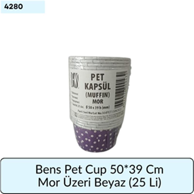 Bens Pet Cup 50*39 Cm Mor Üstü Beyaz (25 Lİ)