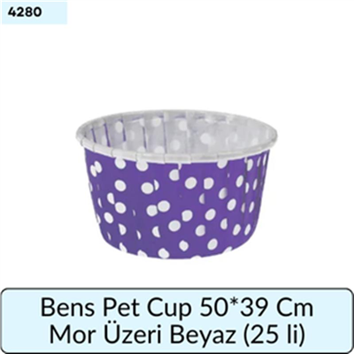 Bens Pet Cup 50*39 Cm Mor Üstü Beyaz (25 Lİ)