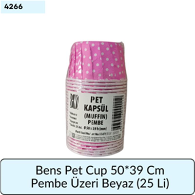 Bens Pet Cup 50*39 Cm Pembe Üstü Beyaz (25 Lİ)