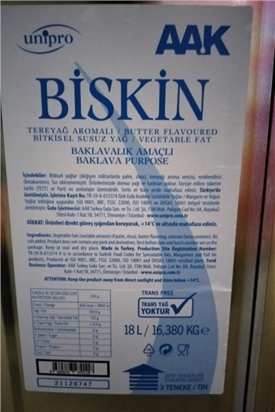 Biskin Yağ Baklavalık Tereyağlı   (18 Lt)