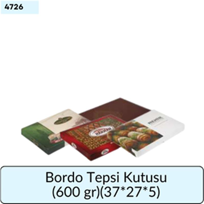 BORDO Tepsi Kutusu  (600 gr) (37*27*5)