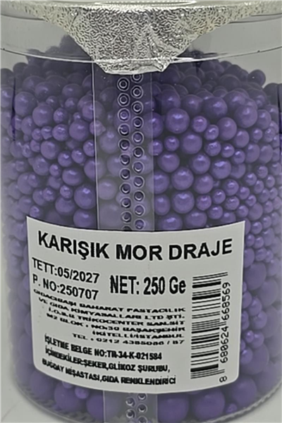 Cakepops Boncuk Karışık Mor  2-4-8 Mm  (250 Gr)