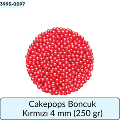 Cakepops Boncuk Kırmızı 4 Mm  (250 Gr)