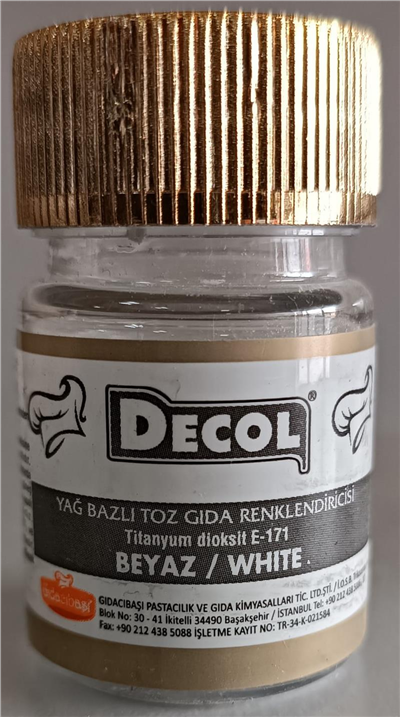 Decol Beyaz Yağ Bazlı Lake Toz Gıda Boya   (7 GR)