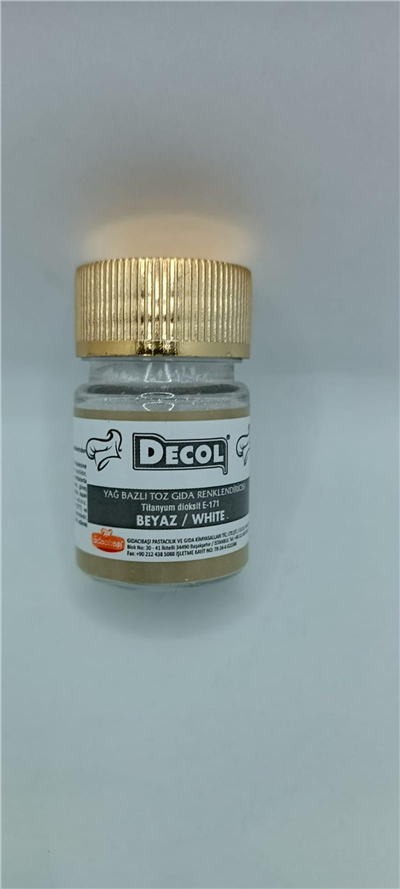 Decol Beyaz Yağ Bazlı Lake Toz Gıda Boya   (7 GR)