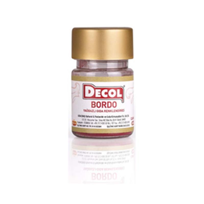 Decol Bordo Yağ Bazlı Lake Toz Gıda Boyası  (7 GR)