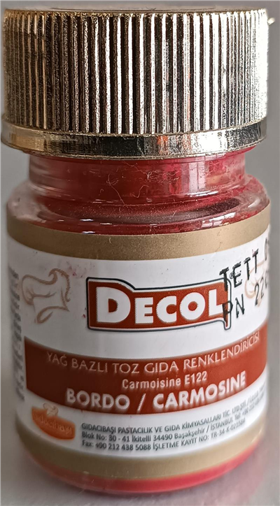 Decol Bordo Yağ Bazlı Lake Toz Gıda Boyası  (7 GR)