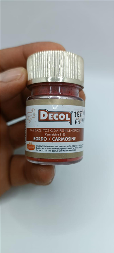 Decol Bordo Yağ Bazlı Lake Toz Gıda Boyası  (7 GR)