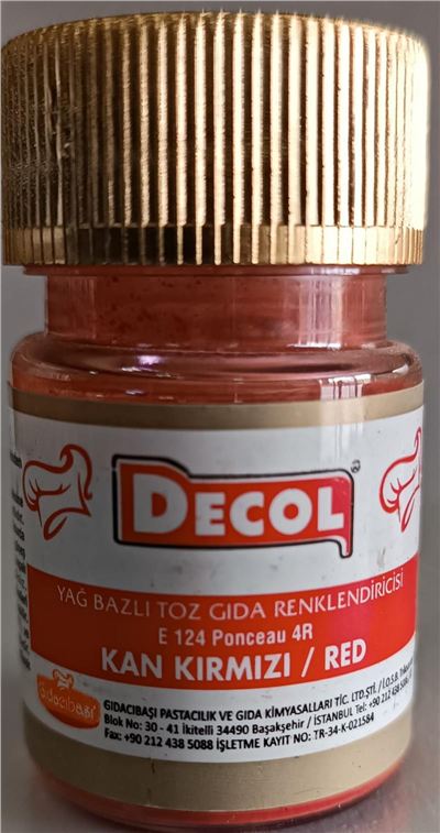 Decol Kırmızı Yağ Bazlı Lake Toz Gıda Boya  (7 GR)