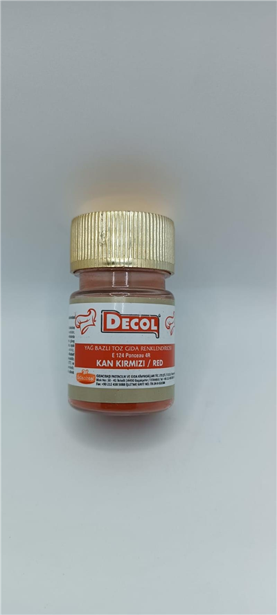 Decol Kırmızı Yağ Bazlı Lake Toz Gıda Boya  (7 GR)