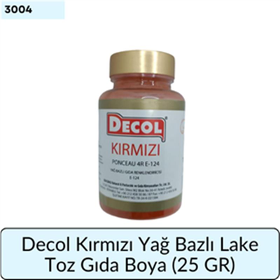 Decol Kırmızı Yağ Bazlı Lake Toz Gıda Boya (25 GR)
