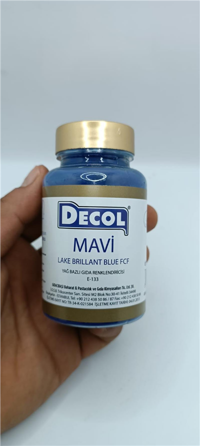Decol Mavi Yağ Bazlı Lake Toz Gıda Boyası  (25 GR)