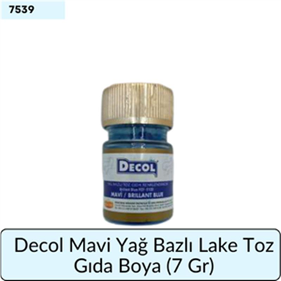 Decol Mavi Yağ Bazlı Lake Toz Gıda Boyası   (7 GR)