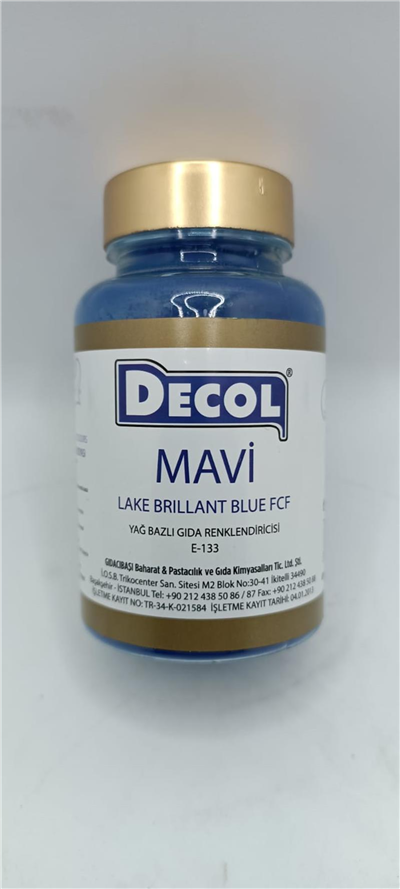 Decol Mavi Yağ Bazlı Lake Toz Gıda Boyası  (25 GR)