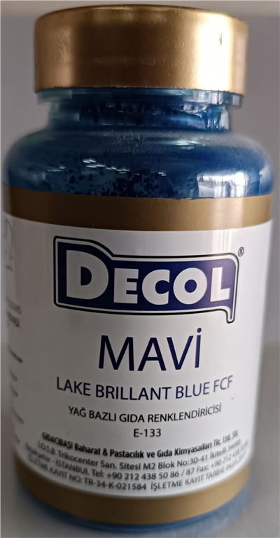Decol Mavi Yağ Bazlı Lake Toz Gıda Boyası  (25 GR)