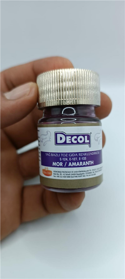 Decol Mor Yağ Bazlı Lake Toz Gıda Boyası   (7 GR)