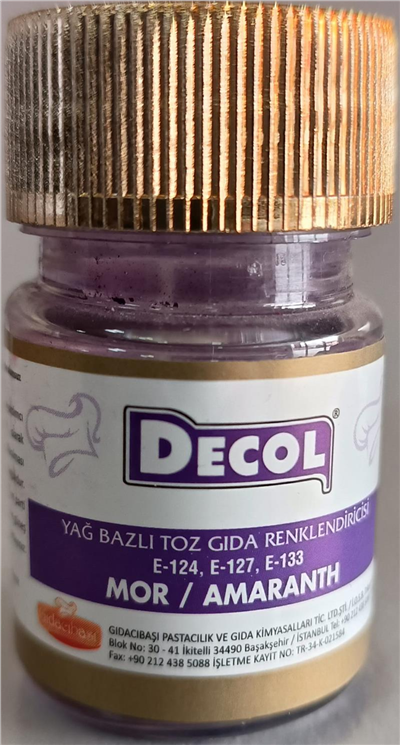 Decol Mor Yağ Bazlı Lake Toz Gıda Boyası   (7 GR)