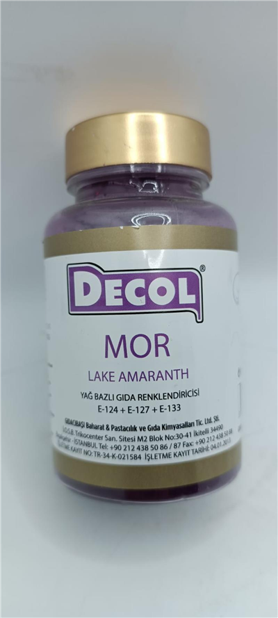 Decol Mor Yağ Bazlı Lake Toz Gıda Boyası   (25 GR)