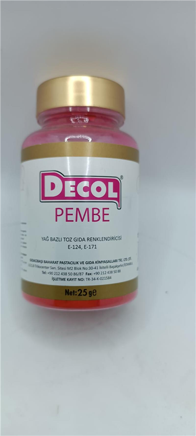 Decol Pembe Yağ Bazlı Lake Toz Gıda Boyası (25 GR)