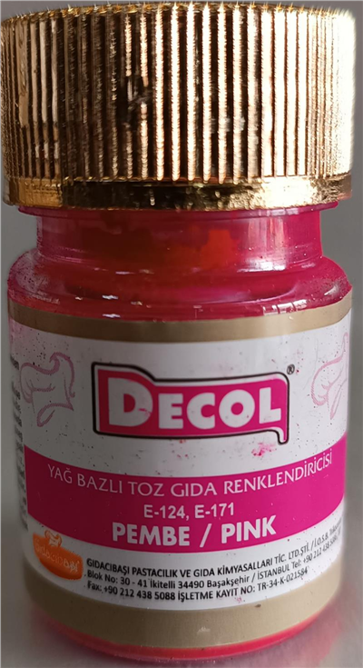 Decol Pembe Yağ Bazlı Lake Toz Gıda Boyası  (7 GR)