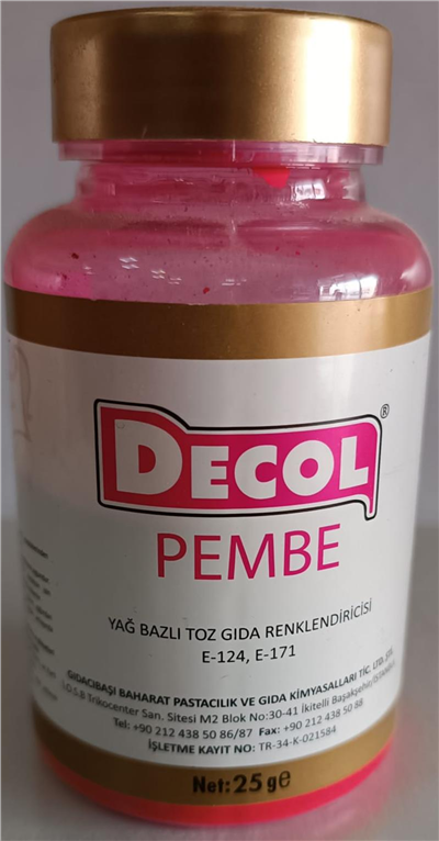 Decol Pembe Yağ Bazlı Lake Toz Gıda Boyası (25 GR)