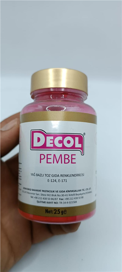 Decol Pembe Yağ Bazlı Lake Toz Gıda Boyası (25 GR)