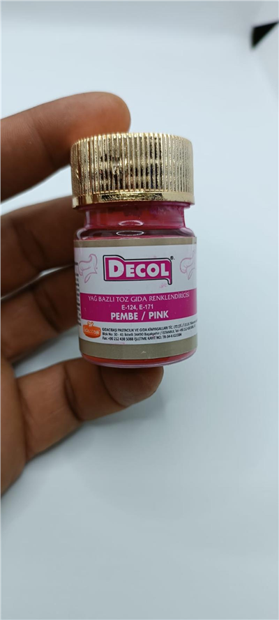 Decol Pembe Yağ Bazlı Lake Toz Gıda Boyası  (7 GR)