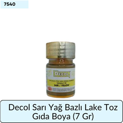 Decol Sarı Yağ Bazlı Lake Toz Gıda Boyası   (7 GR)