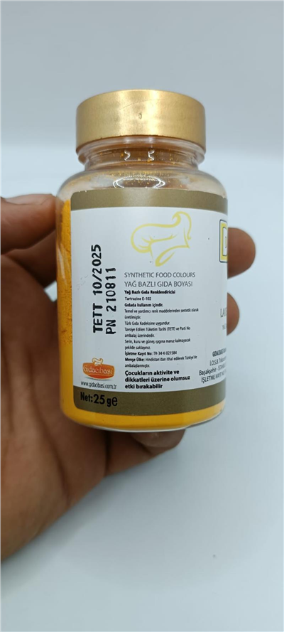 Decol Sarı Yağ Bazlı Lake Toz Gıda Boyası  (25 GR)