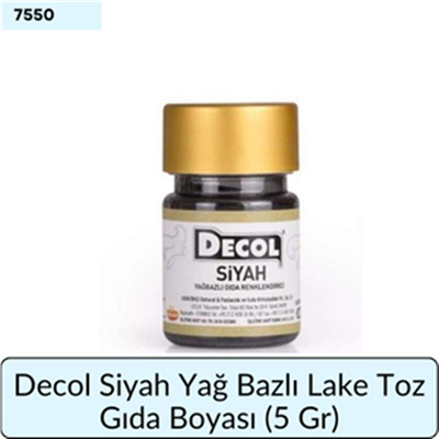 Decol Siyah Yağ Bazlı Lake Toz Gıda Boyası  (5 GR)