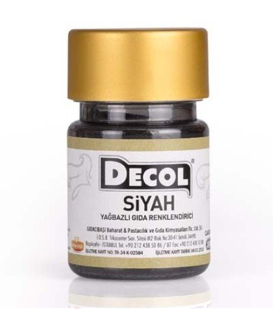 Decol Siyah Yağ Bazlı Lake Toz Gıda Boyası  (5 GR)