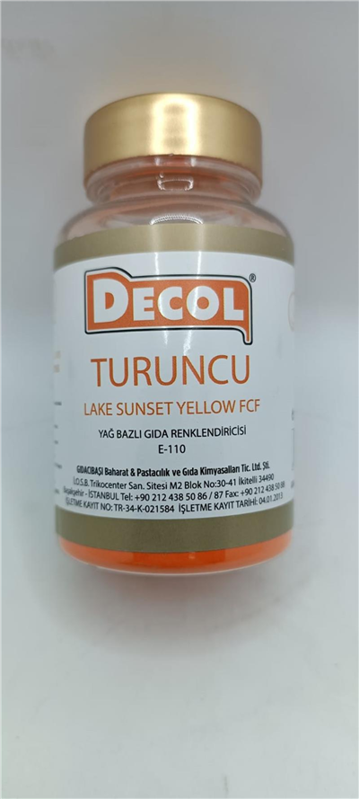 Decol Turuncu Yağ Bazlı Lake Toz Gıda Boya (25 GR)