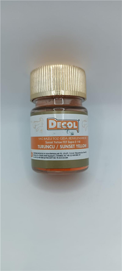 Decol Turuncu Yağ Bazlı Lake Toz Gıda Boya  (7 GR)