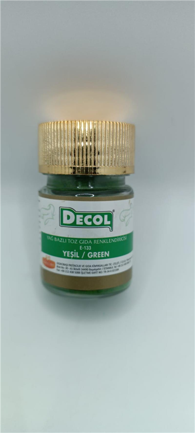 Decol Yeşil Yağ Bazlı Lake Toz Gıda Boyası  (7 GR)