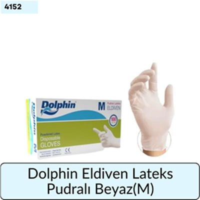 Dolphin Eldiven Lateks Pudralı Beyaz  (M)