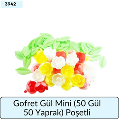 Gofret Gül Mini (50 Gül 50 Yaprak) POŞETLİ