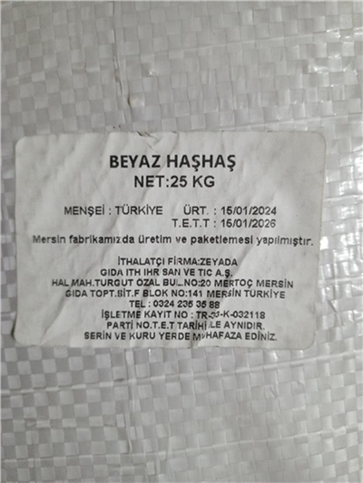 Haşhaş Beyaz ÇUVAL (25 Kg)