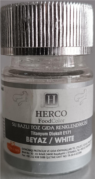 Herco Beyaz Su Bazlı Toz Gıda Boyası   (10 GR)