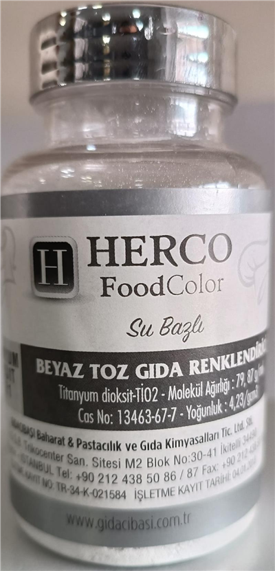 Herco Beyaz Su Bazlı Toz Gıda Boyası   (75 GR)