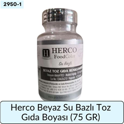 Herco Beyaz Su Bazlı Toz Gıda Boyası   (75 GR)