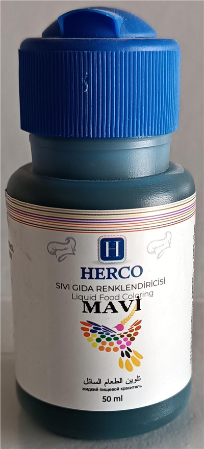 Herco Mavi Sıvı Gıda Boyası   (50 CC)