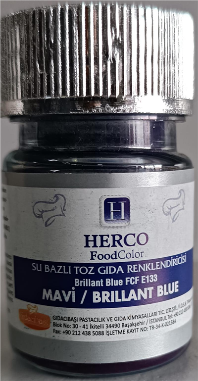 Herco Mavi Su Bazlı Toz Gıda Boyası   (10 GR)