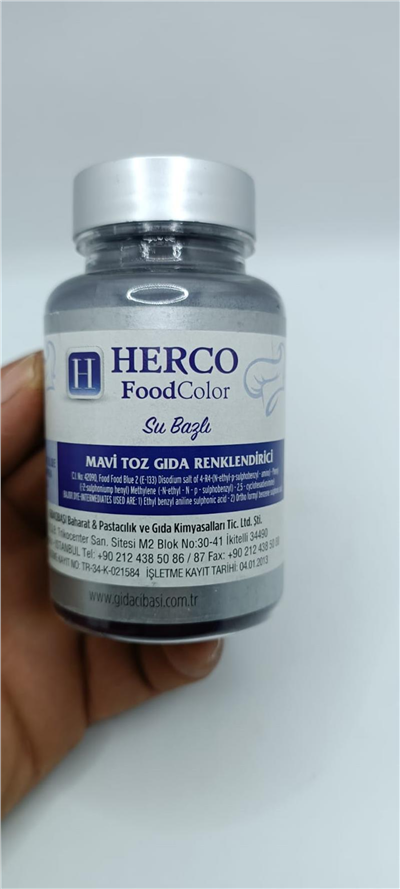 Herco Mavi Su Bazlı Toz Gıda Boyası   (75 GR)