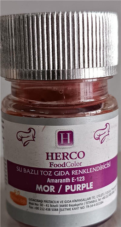 Herco Mor Su Bazlı Toz Gıda Boyası   (10 GR)